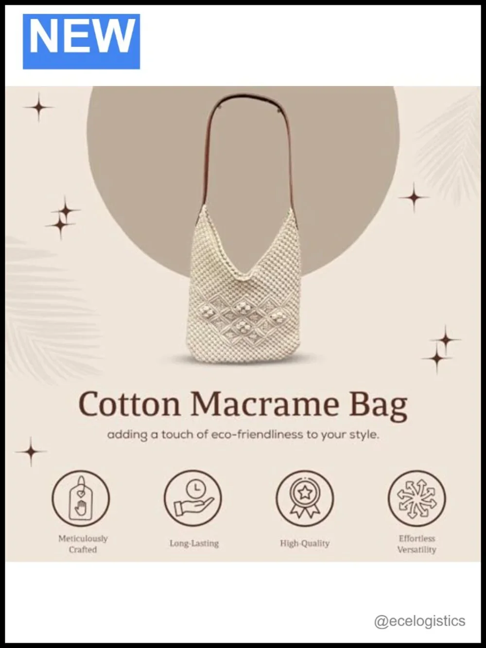 Women's Crochet Macrame Hobo Bag with Leather Handle